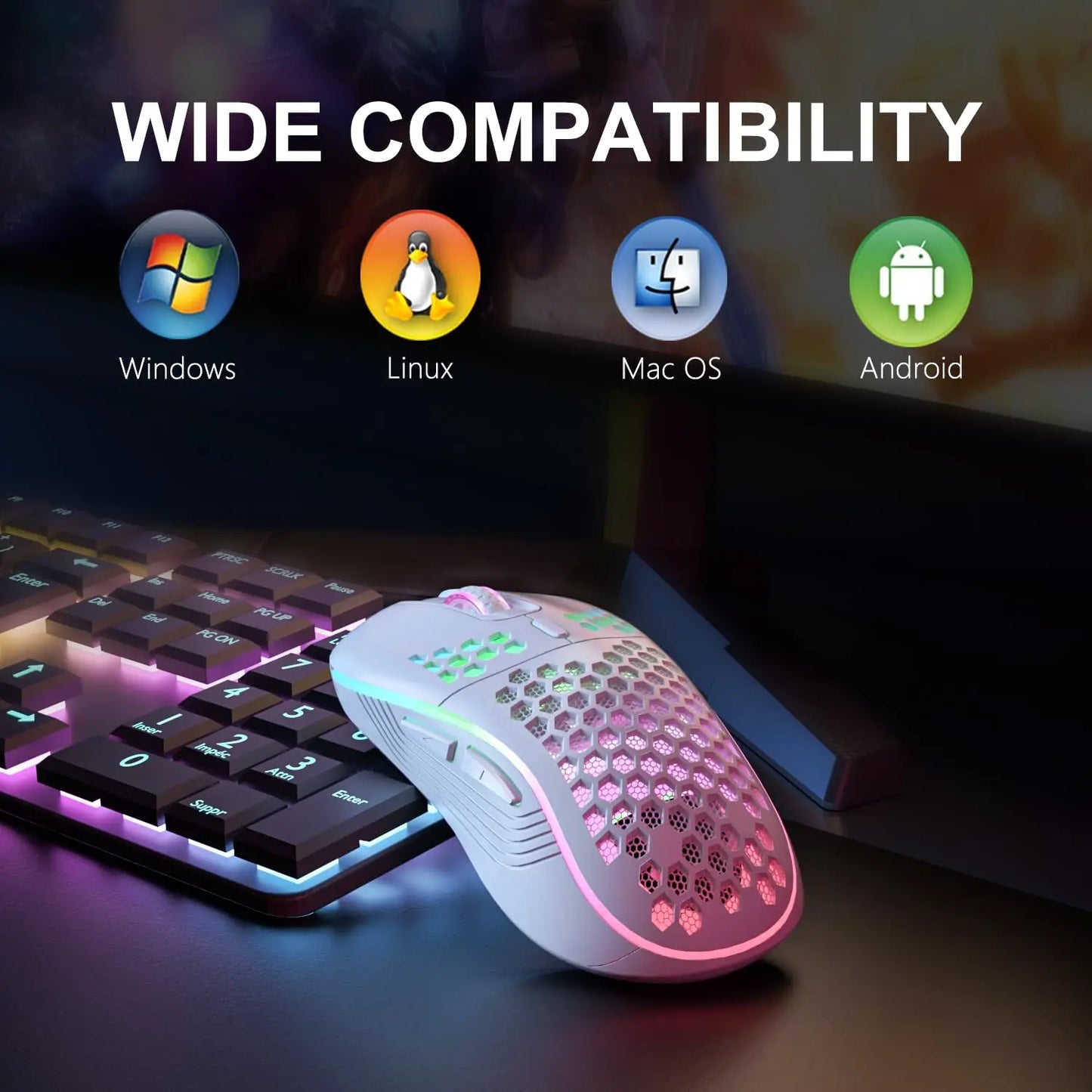 HAAK HoneyComb RGB Mouse | Wireless USB + Small + Side Buttons