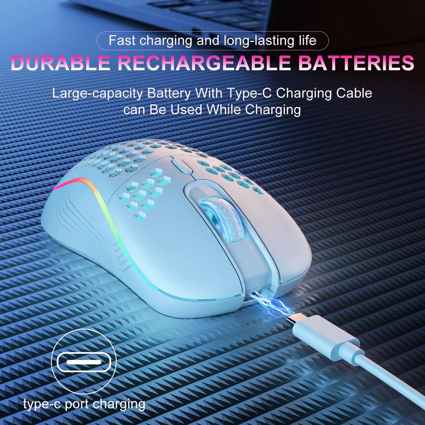 HAAK HoneyComb RGB Mouse | Wireless USB + Small + Side Buttons