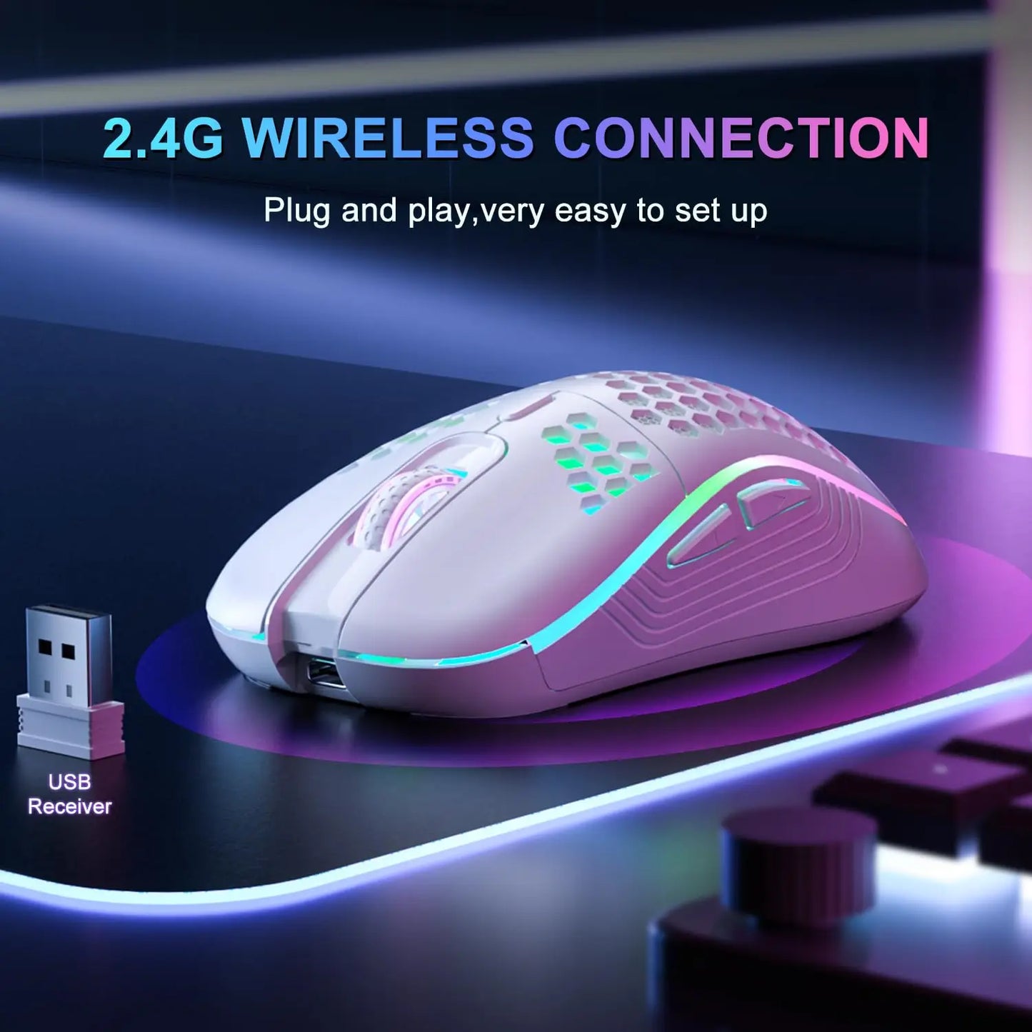 HAAK HoneyComb RGB Mouse | Wireless USB + Small + Side Buttons